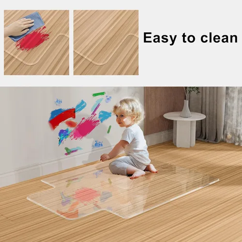 Vista 8 de MESAILUP Tapete para Silla de Oficina con Borde Biselado Irregular con Labio para Alfombra o Piso de Madera Dura Cristal Transparente 36" x 48