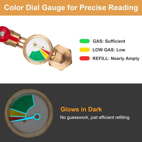 Vista 7 de Siasky Adaptador de Recarga de Propano Mejorado de 20lb a 1lb Convertidor, Diseño con Válvula y Medidor, Adaptador de Recarga de Propano QCC1 Codo