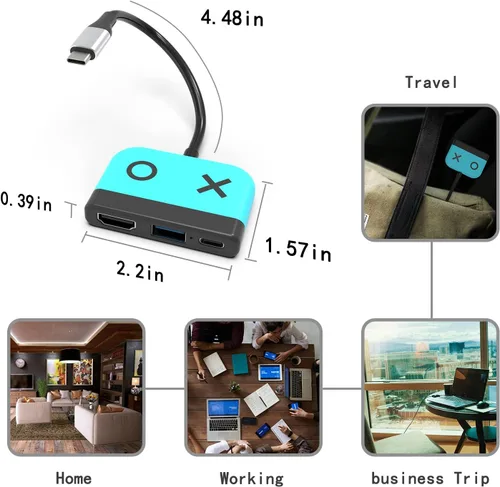 Vista 4 de Cenxaki Base de conmutación portátil para Nintendo SwitchSwitch OLED, Switch TV Dock Station con 4K HDMI USB 3.0 y PD 3.0 puerto de carga rápida