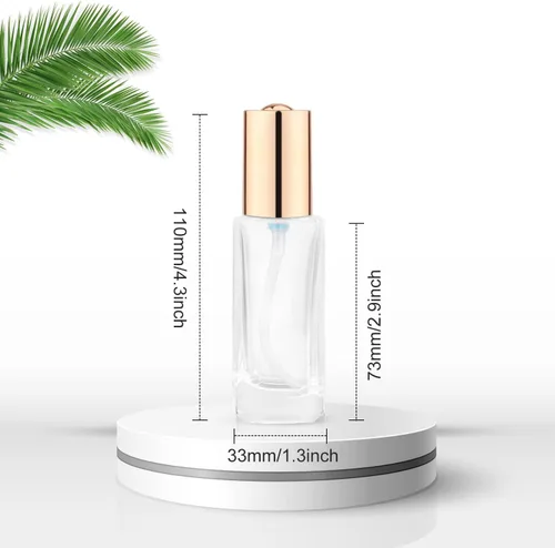 Vista 4 de Paquete de 4 botellas de bomba de vidrio transparente de 1.0 fl oz/1 oz, recipiente cuadrado vacío para base de loción, dispensador de cosméticos