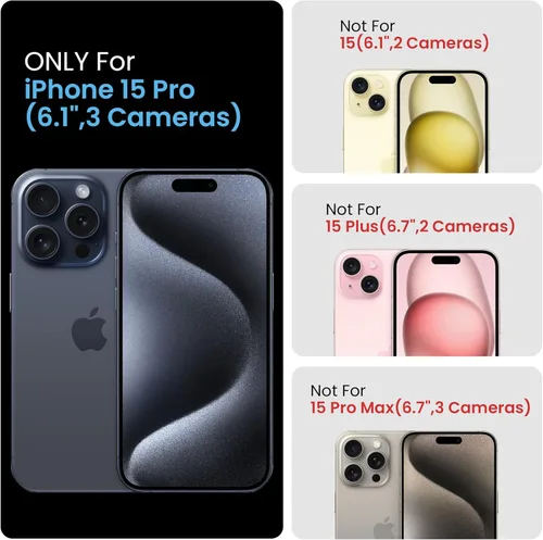 Vista 6 de FireNova Funda diseñada para iPhone 15 Pro, funda de silicona mejorada protección de cámara con 2 protectores de pantalla, forro