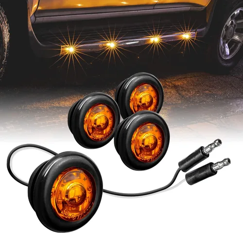 Vista 24 de TRUE MODS Luz de marcador LED redonda ámbar de 3/4 pulgadas para remolque 12V [DOT FMVSS 108] [SAE P2PC] [Salida semiesférica] [Impermeable IP67]