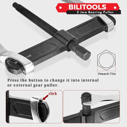 Vista 6 de BILITOOLS Extractor de engranajes de 2 mordazas de 8 pulgadas, externo interno para la extracción de poleas volantes rodamientos y engranajes