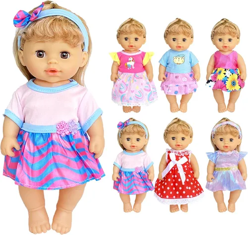 Vista 2 de Ropa de muñeca de bebé – 6 juegos de ropa de niña, vestido de bebé, accesorios para muñecas de 10, 11 y 12 pulgadas.