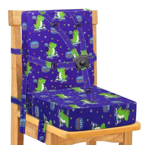 Vista 10 de Asiento elevador para niños pequeños para mesa de comedor, hebilla de seguridad ajustable, asiento elevador para niños con respaldo, PU impermeable