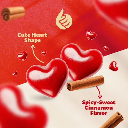 Vista 3 de Corazónes Imperiales de Canela Bolsa de 3 Libras Dulces de Canela Picante a Granel Trozos de Caramelo en Forma de Corazón para Hornear
