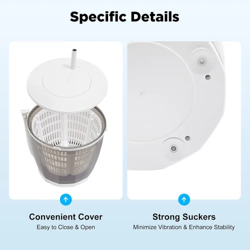 Vista 7 de Lavadora no eléctrica 2 en 1, lavadora compacta, secadora de centrifugado de ropa manual, lavadora pequeña, 4.4 lbs/4.4 libras