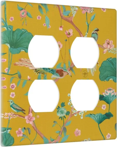 Vista 64 de Pintura al óleo de flores abstractas de 1 cuadrilla de interruptor de luz dúplex individual cubierta de salida placa de pared decorativa Placa