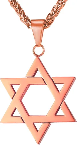 Vista 9 de U7 - Collar con Estrella de David para hombres y mujeres, dije hexagonal de acero inoxidable con cruz/piedra de rubí/collares clásicos judíos