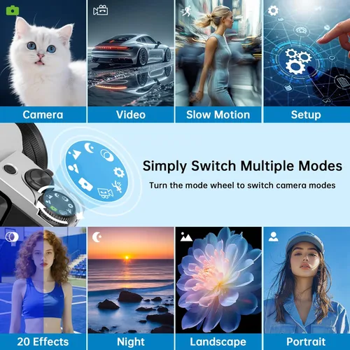Vista 11 de Cámara digital 4K para fotografía con WiFi 64MP Cámara de vlogging de enfoque automático para video de YouTube de 3 pulgadas, pantalla abatible
