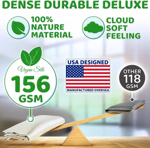 Vista 2 de Fundas de almohada 100% viscosa derivada de bambú - Funda de almohada refrescante - Tamaño estándar, crema, juego de 2 con cremallera