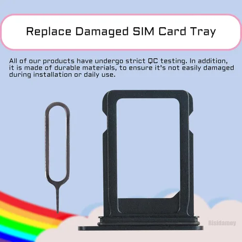 Vista 4 de Para iPhone 13 Negro Tarjeta SIM Ranura Reemplazo Solo SIM Versión Tarjeta Bandeja Adaptador con Anillo de Goma Impermeable Herramienta