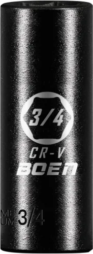 Vista 8 de BOEN 1/2" unidad de enchufe de impacto profundo, enchufe de impacto premium, enchufe de 24 mm, métrico, 6 puntas, acero Cr-V con marcaje láser