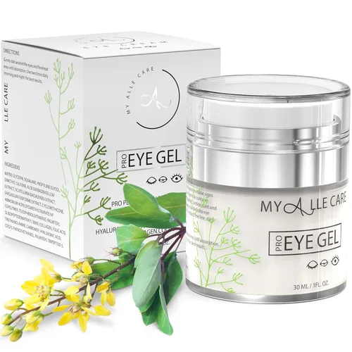 Gel para ojos con ácido hialurónico, reduce las ojeras, la hinchazón y las bolsas para los ojos. Tratamiento antiarrugas debajo de los ojos, gel