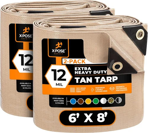 Vista 46 de Xpose Safety Lona protectora de polietileno plateado resistente de 5 x 7 pies - Funda protectora multiusos - Duradera, resistente al agua