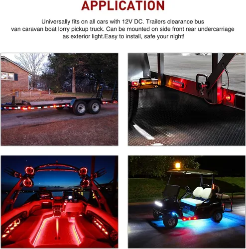 Vista 6 de Nilight - TL-04 juego de 10 luces LED redondas de 3/4 de pulgada, miniluces LED redondas, luces LED de gálibo delanteras, traseras y laterales