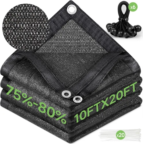 Vista 8 de FOTMISHU Tela de sombra de 75% a 80% de 6.5 x 10 pies, resistente y antienvejecimiento, red resistente a los rayos UV, bloqueador solar para jardín