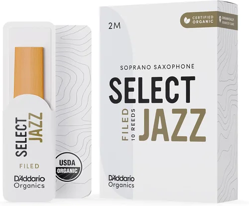 Vista 6 de D'Addario Organic Select Jazz Unfiled - Cañas de saxofón soprano – Cañas de saxofón – Selladas individualmente – 2 medianas, paquete de 10