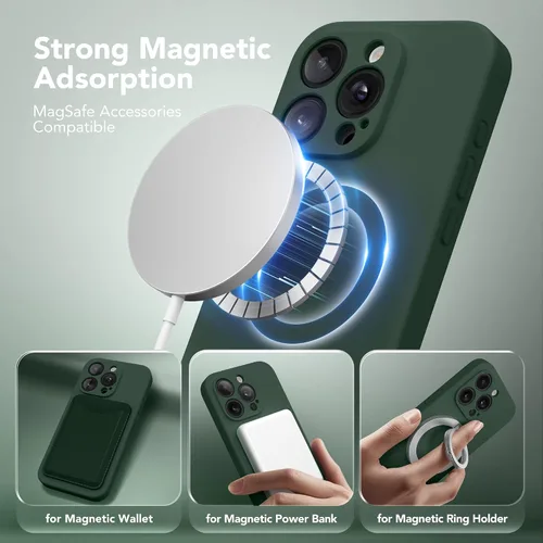 Vista 2 de Funda magnética para iPhone 13 Pro, compatible con MagSafe, [protección completa de la cámara] [protector de pantalla] funda protectora de silicona