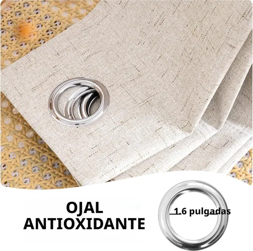 Vista 7 de H.VERSAILTEX - Cortinas opacas duraderas con textura gruesa, de 100 % de lino, cortina para puerta de patio, con ojales antioxidantes, panel