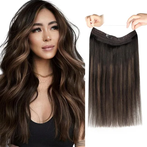Vista 45 de Sassina Extensiones de Cabello con Alambre Invisible Cabello Humano Real con Alambre Transparente Tamaño Ajustable Clips Seguros Naturales Liso