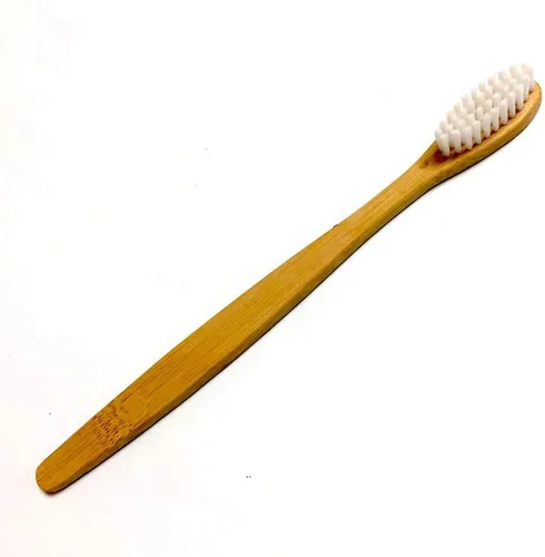 Vista 3 de Cepillo de dientes ecológico de bambú natural, orgánico, sin BPA y duradero con mango ergonómico (paquete de 4: cerdas de nailon duro)