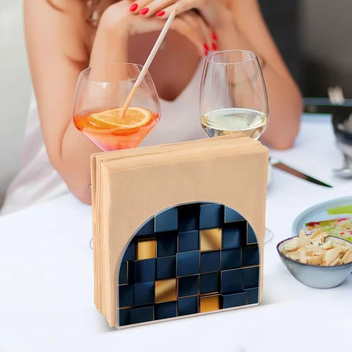 Vista 7 de Black and Gold Style Acrylic Napkin Holder for Outdoor, Dining, Freestanding Table Napkin Dispenser for Home Decor for Bathroom, Restaurant