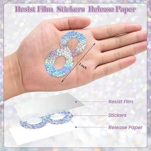 Vista 4 de 40 calcomanías reflectantes de números de buzón, 3 pulgadas de vinilo holográfico con purpurina para buzón, número de buzón impermeable