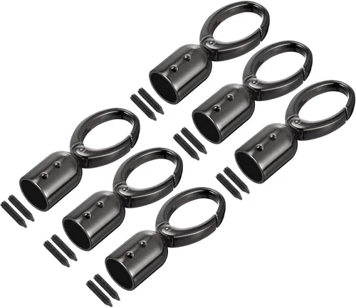 Vista 7 de uxcell Tapa de extremo de cordón, 6 piezas de 0.591 in/0.6 pulgadas de tapa de extremo de barril con tornillos para borlas, joyería, bolsa, correa