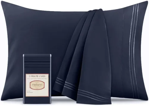 Vista 64 de Mellanni Fundas de almohada de lujo, extrasuaves, refrescantes, fundas de almohada de 2 piezas de la colección Icónica, cierre de sobre