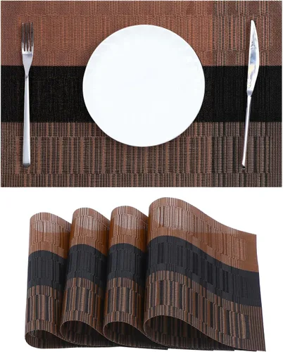 Vista 19 de Leetaltree - Juego de 4 manteles individuales beige, antideslizantes, resistentes al calor, para mesa de comedor, lavables, duraderos, de PVC