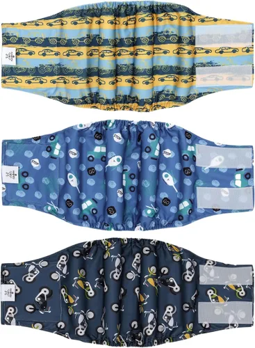 Vista 42 de CuteBone - Pañales lavables para perro macho, banda abdominal, paquete de 3 unidades, color negro, modelo DM54XS