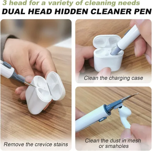 Vista 23 de Funda Protectora para AirPods 1/2, viene con kit de limpieza, funda protectora de silicona suave con hebilla, compatible con estuche de carga