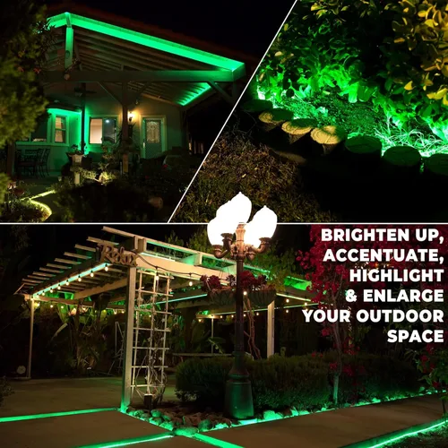 Vista 5 de Cuerda de luz LED verde de 108 pies con 8 modos de 1/2 pulgada de grosor, controlador conectable al aire libre, permanente, impermeable, iluminación