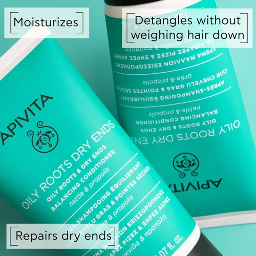 Vista 2 de Apivita Oily Roots & Dry Ends Balancing Conditioner Balances, Hydrates & Moisturizes Hair with Nettle & Propolis