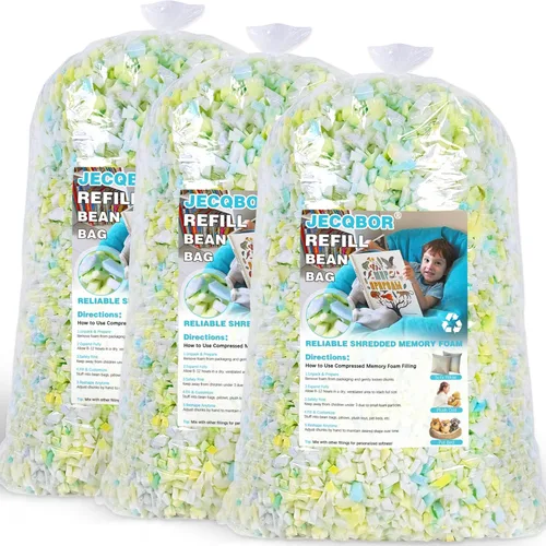 Vista 14 de Jecqbor Relleno de espuma viscoelástica triturada de 5 libras para puf, relleno de puf de alta densidad, relleno de espuma viscoelástica de alta