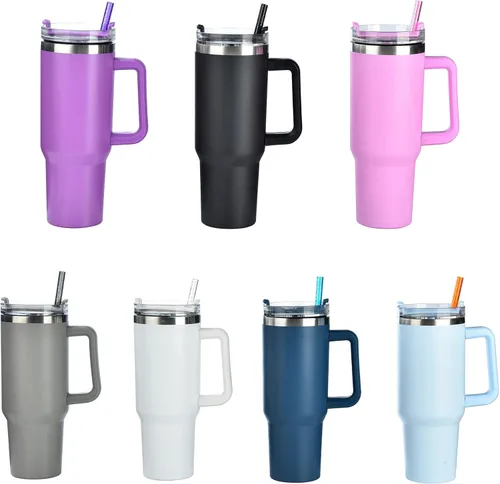 Vista 7 de ALINK Pajitas reutilizables con purpurina para vaso Stanley de 40 onzas y 30 onzas, popotes de plástico duro de 12 pulgadas de largo, popote