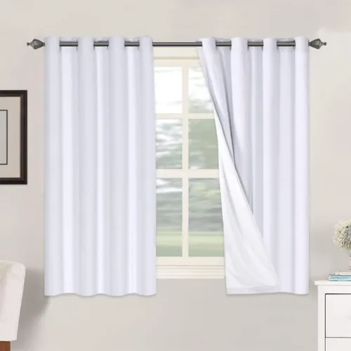 Vista 81 de H.VERSAILTEX Cortinas 100% opacas con aislamiento térmico, texturizadas, de lino, con bloqueo completo de calor y luz, para sala de estar y Negro