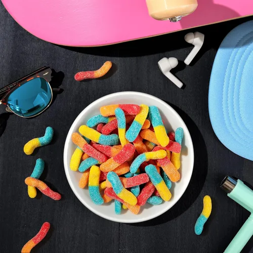 Vista 8 de Trolli Sour Brite Crawlers, caramelos, ponche de frutas, agridulce, gusanos gomosos, 7.2 onzas