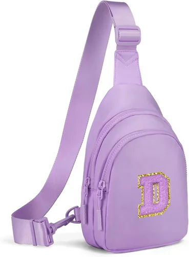 Vista 83 de Viverte Pequeña bolsa con inicial para niñas y mujeres, bonita cangurera cruzada de regalo