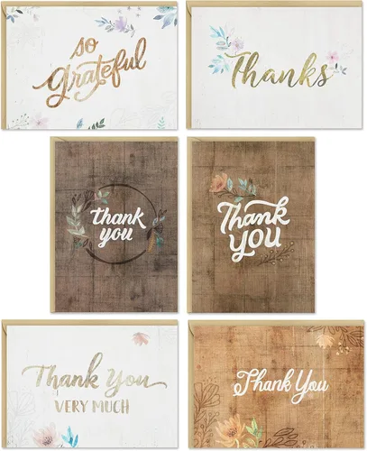 Vista 2 de Hallmark Surtido de Tarjetas de Agradecimiento, Flores Rústicas y Surtido de Tarjetas de Agradecimiento, Florales Pintados