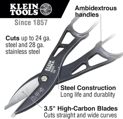 Vista 3 de Klein Tools 89556 Cortador de Metal, Tijeras de Corte de Estaño, Cobre, Aluminio, Vinilo, Acero y Acero Inoxidable, 30 cm