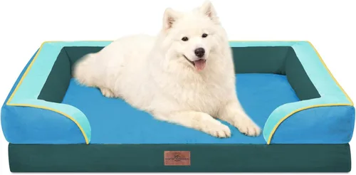 Vista 140 de Comfort Expression - Cama ortopédica para perros pequeños, 20 x 14 pulgadas, cama impermeable y de apoyo de espuma con cojines removibles, sofá