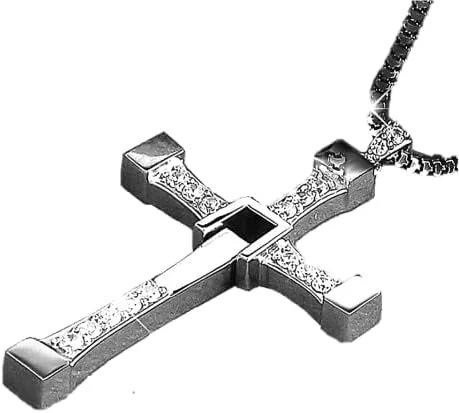 Collar de plata de ley 925 FF9 con cruz de torettos collar con colgante de cruz collar con dije de cruz de toretta de plata de ley 925 blanco Plata