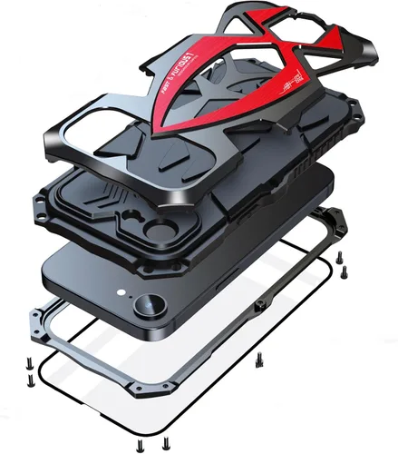 Vista 13 de Lunivop Funda para iPhone 15 Pro Max, protección resistente, tornillo resistente, cuerpo completo, de grado militar, de goma de parachoques de metal