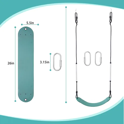 Vista 2 de Juego de 2 columpios, asiento de columpio de árbol resistente, soporta 330 libras, adecuado para patio trasero, jardín, parque infantil