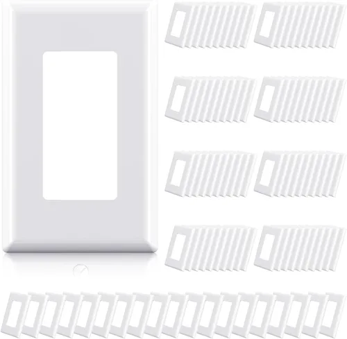 Vista 24 de ELEGRP Placas de pared decorativas sin tornillos de 1 banda, cubierta de placa frontal termoplástica irrompible para interruptor de salida