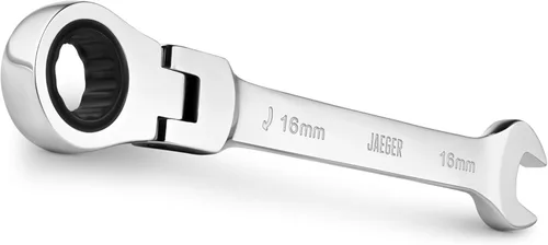 Vista 21 de Jaeger Llave de carraca TIGHTSPOT de 8 mm con cabezal flexible, arco de giro de 4 grados, llave combinada de trinquete de 12 puntas, 90 dientes