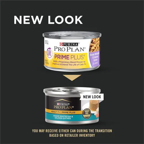 Vista 2 de Purina Pro Plan Senior Cat Food Wet Pate, Ocean Whitefish and Salmon Entree – (Paquete de 24) latas de 3 onzas