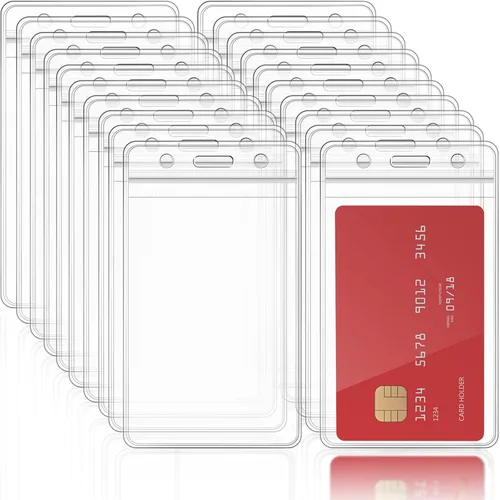 Vista 9 de Zonon 150 soportes para tarjetas de identificación de 2.56 x 4.52 pulgadas, funda de plástico transparente vertical para tarjetas de identificación